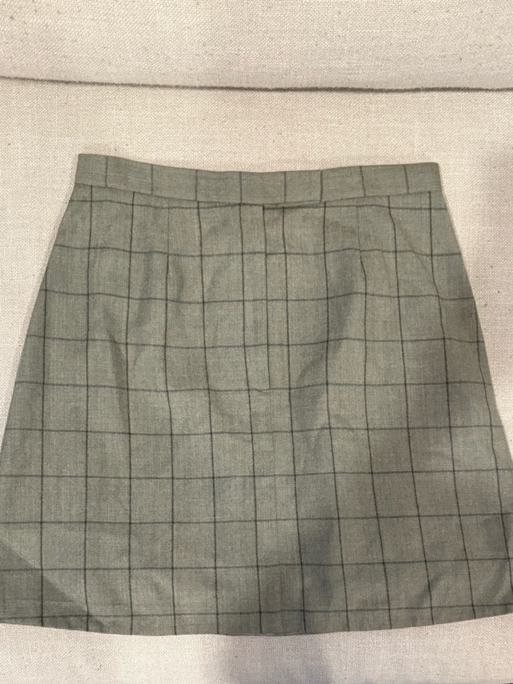 100% Vintage Wool Isaac Mizrahi Olive Green Windowpane Mini Skirt